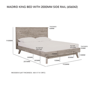 Scandinavian Style Modern gray washed King Bed Solid Wood Storage <b>Frame</b> Bedroom Furniture - Product Image 3