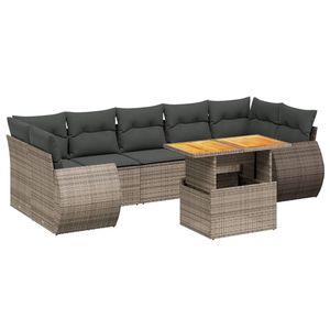 Conjunto de Sofás de Jardín de Ratán Gris, 6 Plazas, Muebles de Exterior Resistentes a la Intemperie, Diseño Contemporáneo - Product Image 4