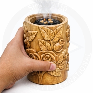 Quemador de incienso de teca tallado a mano de primera calidad, incienso indio 100% natural, ecológico, antiolores, Shree Radhey International - Product Image 2