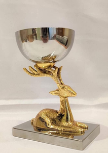 Cuenco con Escultura de Ciervo Dorado y Base con Acabado de Espejo para Decoración de Sala de Estar, Adorno de Mesa para Interiores del Hogar - Product Image 3