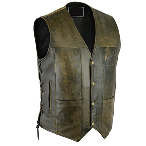 Chaleco de Cuero Suave Personalizable para Hombre con Cierre de Botones, Color Negro Sólido, Transpirable, Cuello en V, Largo, para Verano - Product Image 5