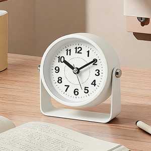 Trending <b>White</b> <b>Round</b> <b>Table</b> Clock Black Numerals Rectangular Stand Minimalist Modern Workspace Study Desk Functional Stylish - Product Image 1