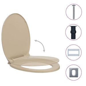Asiento de Inodoro Ovalado Beige con Cierre Suave y Liberación Rápida - Product Image 3