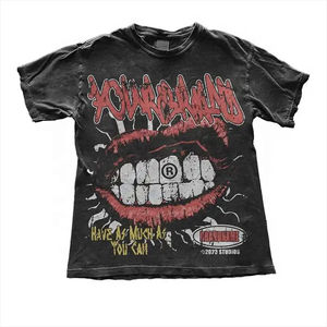 Camisetas y Pantalones Cortos de Algodón Vintage de 260 g/m² para Hombre, Lavado Ácido, Diseño Oversize con Cuello Redondo y Estampado de Personajes, Estilo Casual - Product Image 5