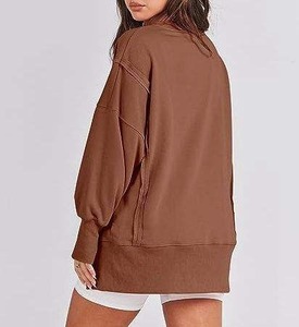 เสื้อสเวตเชิ้ตผู้หญิงคุณภาพสูง ทรงหลวม โอเวอร์ไซส์ คอโอ ไหล่ตก คอกลม - Product Image 2