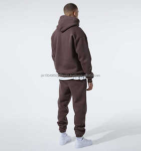 Vêtements de rue mode hommes pull personnalisé surdimensionné sweat à capuche lourd marron organique 100% coton imprimé unisexe sweats à capuche unis - Product Image 1