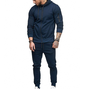 He She Wears Men's Solid Gray <b>Tracksuit</b> Set Full Sleeve Hooded Drawstring Sweatshirt Side Pockets Casual Streetwear Breathable - Product Image 4