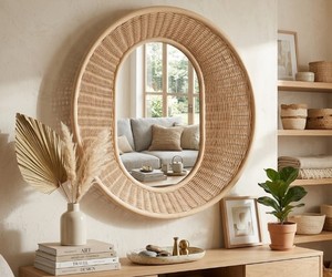 Boho Natural Oval Rattan Wall <b>Mirror</b> Handmade Woven Decorative Vanity <b>Mirror</b> for Bedroom Bathroom Home Decor Made in Vietnam - Product Image 6