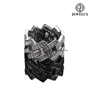 แหวนค็อกเทลทรงเรขาคณิต Jewelux เงินแท้ 925 ชุบโรเดียม ประดับเพชรทรงบาแกตต์ ดีไซน์แบบช่องใส่เพชร สไตล์มินิมอลสำหรับทุกเพศ จากอินเดีย - Product Image 2