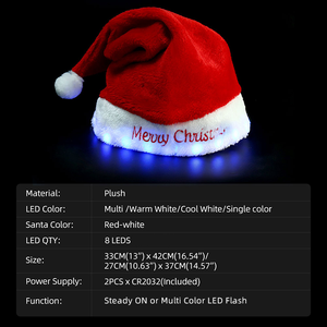 Chapeau de Père Noël pour les fêtes de famille, classique rouge et blanc, en peluche, avec bordure en fourrure douce - Product Image 5
