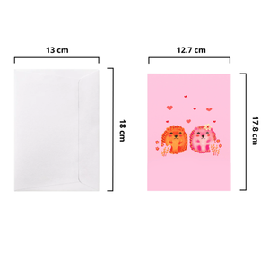 การ์ดป๊อปอัพ 3 มิติ ลายเม่นวาเลนไทน์แสนหวาน พร้อมซองจดหมาย สีชมพู ป่าโรแมนติก การ์ดอวยพรทำมือสำหรับคู่รัก - Product Image 2