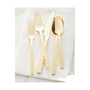 Golden Cutting Handle Luxury Hotel Wedding Restaurant Cutlery Set Stylish Handle <b>Gold</b> Polished Flatware Set - Product Image 1
