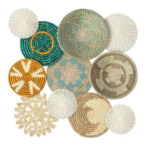 HOT SELLING <b>Modern</b> Design 4-Piece Decorative Seagrass <b>Wall</b> <b>Clocks</b> Eco-Conscious Living Room & Commercial Spaces Decor - Product Image 1