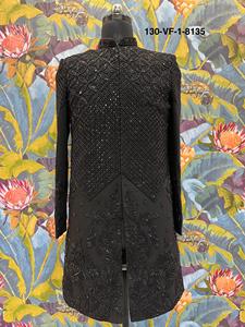Costume traditionnel indo-occidental pour homme, brodé de micro-paillettes et de perles de verre à motifs géométriques, style Shadow, pour mariage, coupe ajustée, en tissu Dhaga ton sur ton - Product Image 6