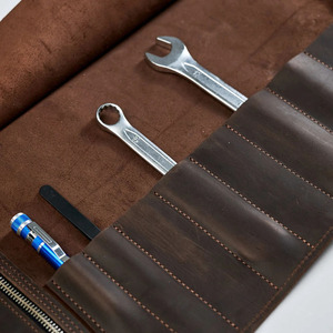 Bolsas organizadoras de herramientas de cuero premium personalizadas, proveedor mayorista, marca personalizada, calidad de exportación, almacenamiento portátil, rollo de herramientas de cuero. - Product Image 6