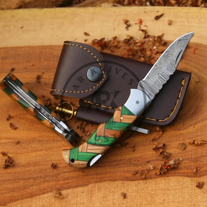 Cuchillo Plegable de Supervivencia de Acero de Damasco de Grado Industrial, Hoja de 3 Pulgadas, EDC - Product Image 3