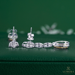 Fancy Yellow Pear Cut Lab Grown Diamond Halo Dangle Earrings Marquise Leaf Floral <b>Top</b> 14K Gold Statement Luxury <b>Wedding</b> Jewelry - Product Image 2
