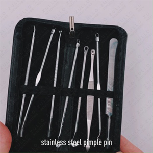 Kit professionnel de 7 extracteurs d'acné en acier inoxydable, nettoyeur de pores, soin du visage - Product Image 2