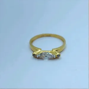 Bague en diamant marquise élégante en or 22 carats avec sertissage minimal, bague de créateur stylée pour femme, bijoux modernes - Product Image 2