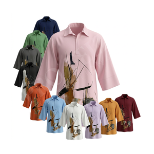 Apparel Clothing Custom Abstract Art Design Stylish Half Sleeve Casual Wear Trendy Cotton Blend Fashionable <b>Dress</b> Shirts For <b>Men</b> - Product Image 1