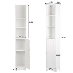 Mobile da Bagno Bianco YJ a Una Porta e Tre Ripiani, Design Moderno Europeo Salvaspazio in MDF e Legno con Metallo per Casa o Hotel - Product Image 6