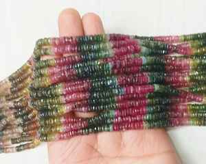 Cuentas Heishi de turmalina multicolor, cuentas espaciadoras redondas de piedras preciosas naturales para la fabricación de joyas, pulseras y collares DIY. - Product Image 4