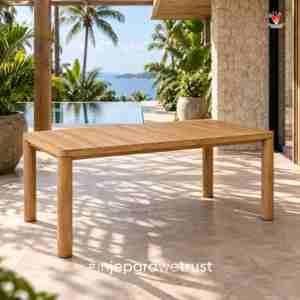 Mesa de Comedor Moderna de Madera de Teca Sólida para Exteriores, con Tablero de Listones, Rectangular, para Jardín, Patio, Villa, Resort, Hotel, Restaurante - Product Image 1