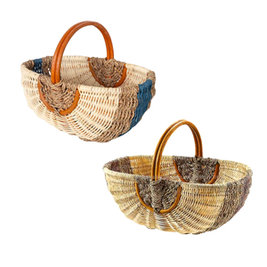 Cesta de Mimbre Natural Personalizable para Picnic, Cesta de Mimbre para Cocina, Mercado, Picnic y Almacenamiento de Alimentos - Product Image 1