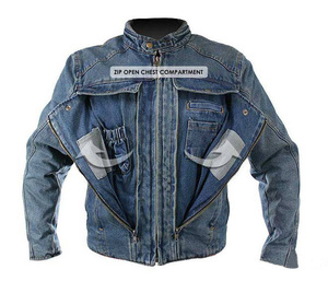 <b>Men's</b> Denim <b>Jacket</b> Stand Collar Zipper Closure Washed Cotton Casual Style Regular Fit Spring Breathable - Product Image 4