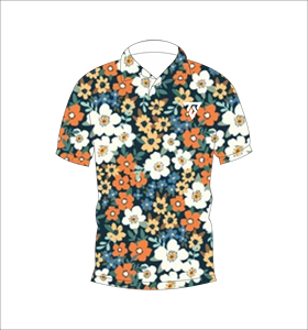 Custom Vintage Floral Print <b>Polo</b> Shirt for Men Navy <b>Orange</b> White Casual Short Sleeve Golf <b>Polo</b> Tee - Product Image 1