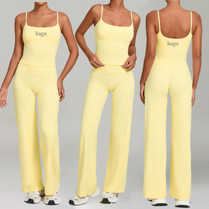 Women's Yoga Set High Waist <b>Leggings</b> and Sports Bra Breathable Stretch Fitness Training Activewear Outfit - Product Image 6