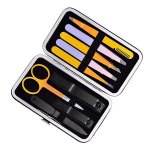 Juego de Pinzas para Cejas al por Mayor, 9 Piezas, Punta Inclinada, Acero Inoxidable, con Cortadores Negros y Tijeras - Product Image 2