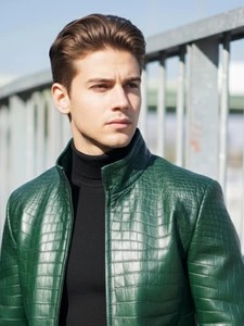 Men's Python Emboss <b>Leather</b> <b>Jacket</b> Premium Cowhide Motorcycle OEM ODM Wholesale Sample Service Available Collection - Product Image 6