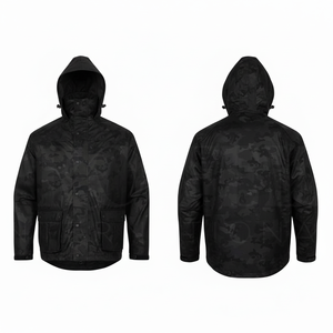 100% Polyester Sublimation Waterproof Hooded Camouflage Rain Jacket Lightweight Outdoor Safety Comfortable Windproof <b>Coat</b> Men's - Product Image 2