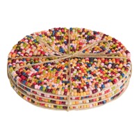 Set de table rond artisanal premium en perles arc-en-ciel, décoration de table colorée pour la maison et les événements, set de table perlé aux couleurs éclatantes