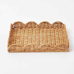 Best price functional storage <b>trays</b> for organizing rattan service <b>tray</b> with scallop edge design - Product Image 4