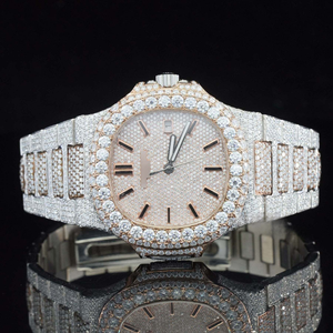 Montres mécaniques entièrement automatiques avec cadran carré en acier inoxydable de 41 mm, style hip-hop, diamants en moissanite de qualité VVS1 - Product Image 1