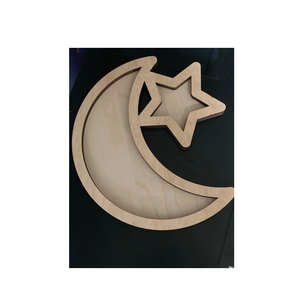 Plateau en bois personnalisé en forme de lune et d'étoile, présentoir pour pierres de lune et cristaux, taille moyenne, vente chaude - Product Image 1