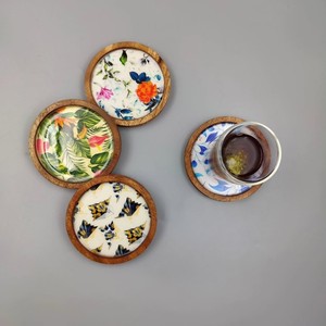 Ceramic <b>Rectangle</b> Coasters Set of 4 with Olive Pattern Mediterranean Design Reusable Mats & Pads - Product Image 4