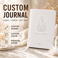 Carnet de notes LABON personnalisé à couverture rigide en cristal blanc transparent avec feuille d'argent pour la manifestation et le bien-être spirituel – Cadeau idéal pour l'auto-soin