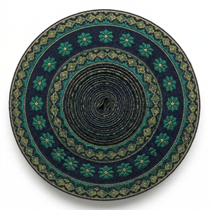 Cinta Decorativa Floral Artística de 38 mm de Neelkamal Industries, Adorno de Tela Bordada Verde para Prendas de Vestir, Manualidades y Decoración - Product Image 3