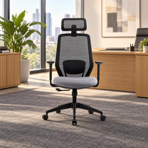 Ergonomic Fabric <b>Office</b> <b>Chair</b> with Fixed Armrest and Built-In Headrest <b>Swivel</b> Design Customizable Color for Home <b>Office</b> Use - Product Image 1