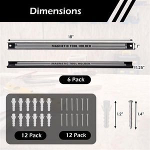 Silver Magnetic Tool Organizer Strips 6 Pack Carbon Steel Construction Clutter-Free Workspace Tool Holder - Product Image 2