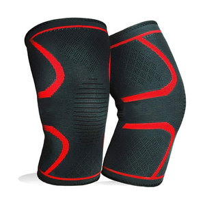 Genouillère de soutien en Spandex et Nylon, protection professionnelle, épaisse, noire et rouge, pour entraînement sportif, manchon de compression unisexe, extensible à enfiler - Product Image 2