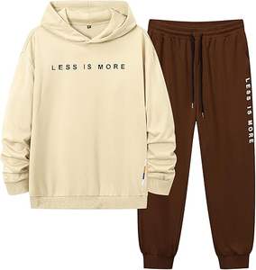 Conjunto deportivo de 2 piezas con capucha para hombre, traje de jogging con estampado de letras, sudadera con capucha informal y pantalones de chándal. - Product Image 1