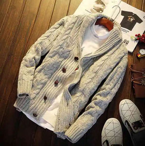 Pulls en maille tendance pour hommes, vente en gros, automne-hiver, chauds, grandes tailles, décontractés, à manches longues, cardigan - Product Image 1