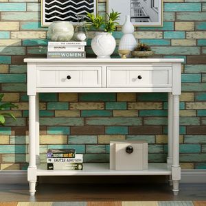 Tavolo Console Serie Daisy dal Design Tradizionale con Due Cassetti e Ripiano Inferiore - Product Image 2