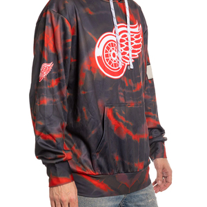 <b>Men's</b> Hooded Sweatshirt Red <b>Black</b> <b>Tie</b> Dye Detroit Red Wings Logo Sublimation Print Casual Regular Fit Polyester Knitted Style - Product Image 4