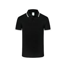 Polo en piqué noir pour homme Micah Corp, col côtelé bleu personnalisé, coupe ajustée - Product Image 2