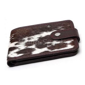 Portefeuille unisexe en cuir véritable Crazy Horse, court, vintage, en cuir de vachette première couche, avec pince à billets et fermeture éclair pour cartes de crédit - Product Image 2